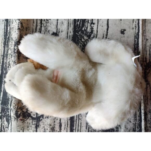 vtg Baby Beagle Dog Plush Beanbag Soft Stuffed Toy 8in Brown White Pink Bow - Picture 4 of 6